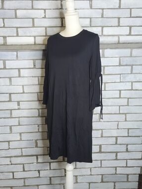 • NWT LOFT Outlet Lounge Women's Shift Dress Small Black 3/4 Sleeve Casual Soft